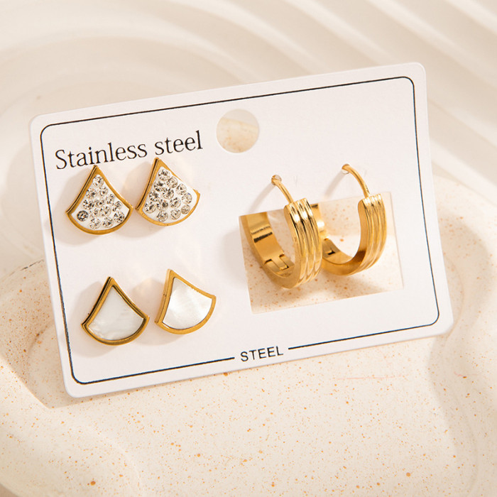 Shower-proof Stainless Steel Earrings Cross-border Hot-selling Earring Set Heart Clover Earrings Korean Style Earrings for Women