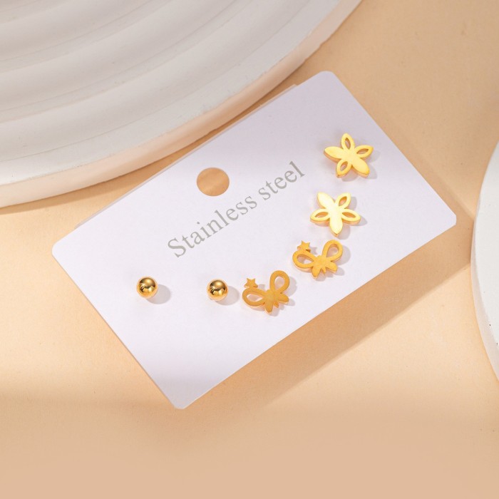 Stainless Steel Petite Earrings High Quality Exquisite Earrings Korean Style Titanium Steel Ear Studs Non-Allergic Earrings Gold Plated Ear Ring
