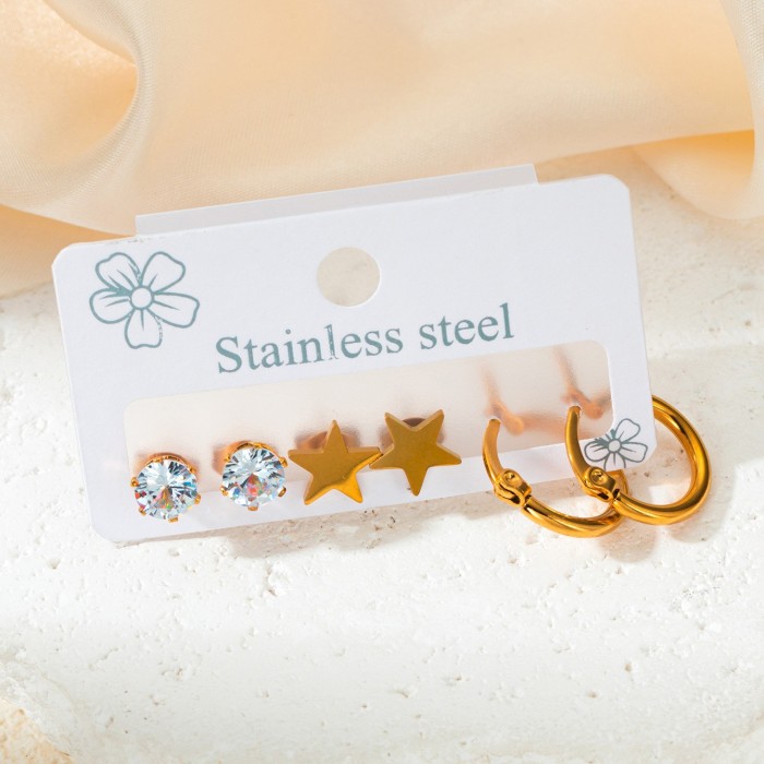 Stainless Steel Petite Earrings High Quality Exquisite Earrings Korean Style Titanium Steel Ear Studs Non-Allergic Earrings Gold Plated Ear Ring
