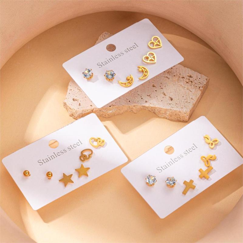 Stainless Steel Petite Earrings High Quality Exquisite Earrings Korean Style Titanium Steel Ear Studs Non-Allergic Earrings Gold Plated Ear Ring