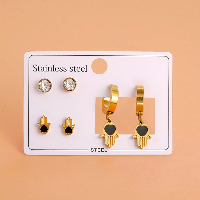 [Titanium Steel] Earrings European and American Cross-Border Tree of Life Heart Owl Vintage Non-Fading Niche Design Earrings for Women