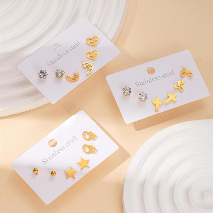 Stainless Steel Petite Earrings High Quality Exquisite Earrings Korean Style Titanium Steel Ear Studs Non-Allergic Earrings Gold Plated Ear Ring