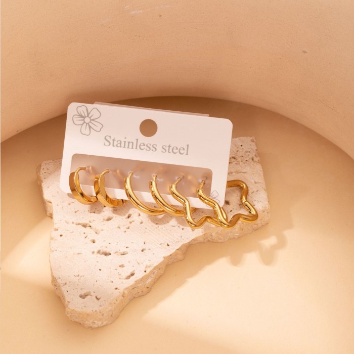 Stainless Steel Petite Earrings High Quality Exquisite Earrings Korean Style Titanium Steel Ear Studs Non-Allergic Earrings Gold Plated Ear Ring