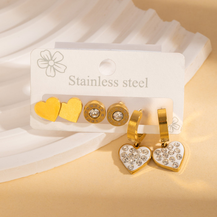 Stainless Steel Earring Set 18K Gold Plated Non-Fading Stud Earrings Cubic Zirconia Stud Earrings High-End Butterfly Earrings for Women
