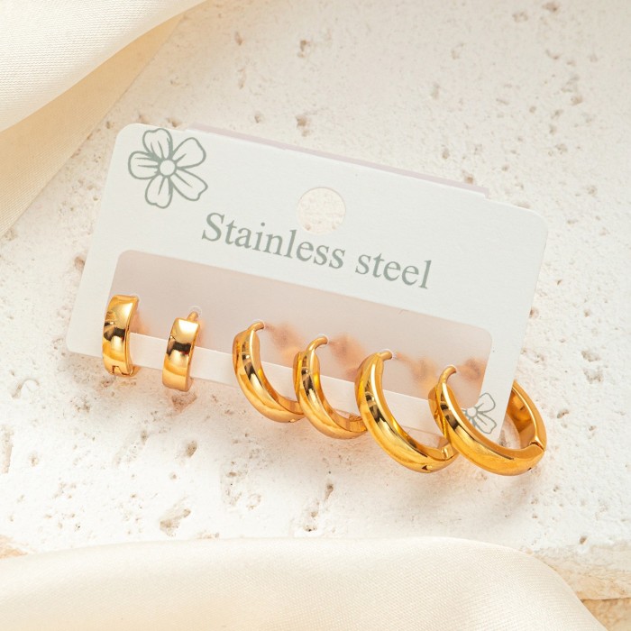 Stainless Steel Petite Earrings High Quality Exquisite Earrings Korean Style Titanium Steel Ear Studs Non-Allergic Earrings Gold Plated Ear Ring
