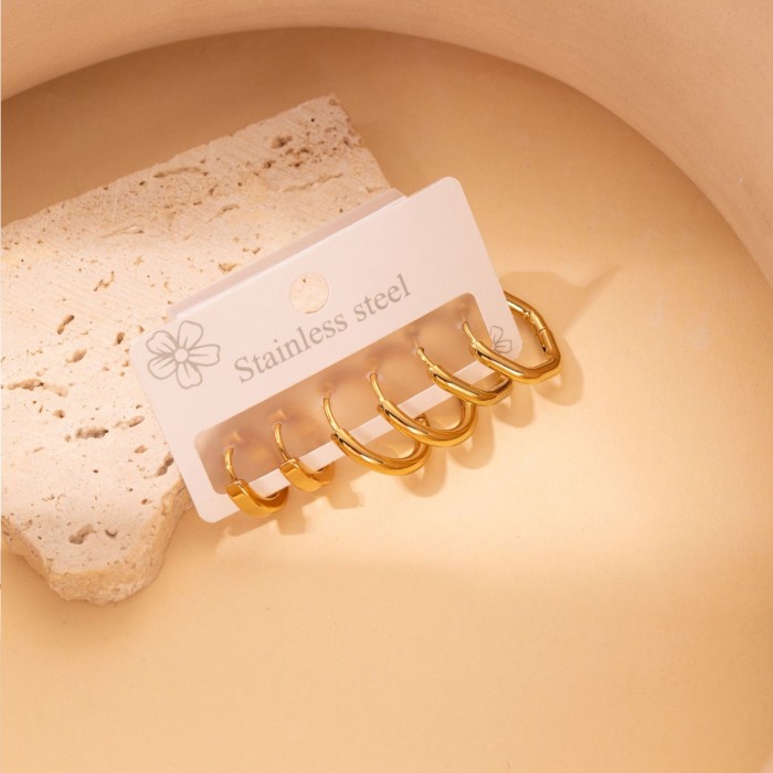 Stainless Steel Petite Earrings High Quality Exquisite Earrings Korean Style Titanium Steel Ear Studs Non-Allergic Earrings Gold Plated Ear Ring