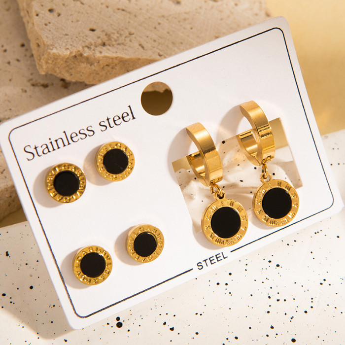 Shower-proof Stainless Steel Earrings Cross-border Hot-selling Earring Set Heart Clover Earrings Korean Style Earrings for Women