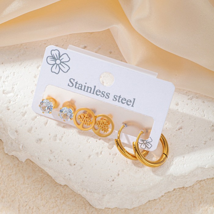 Stainless Steel Petite Earrings High Quality Exquisite Earrings Korean Style Titanium Steel Ear Studs Non-Allergic Earrings Gold Plated Ear Ring