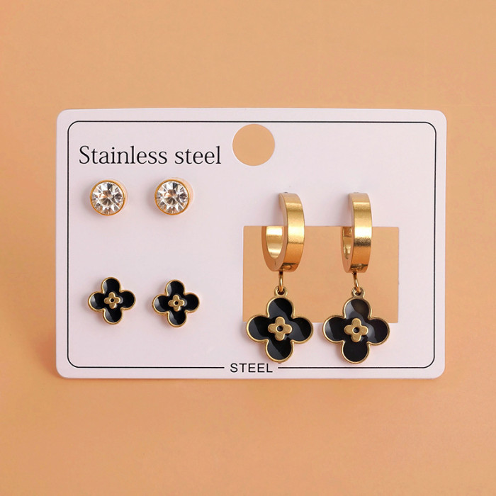 [Titanium Steel] Earrings European and American Cross-Border Tree of Life Heart Owl Vintage Non-Fading Niche Design Earrings for Women