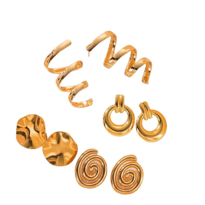 Titanium Steel Earrings K Gold Plated High-End Feel Earrings Stainless Steel Stud Earrings Export Hot-Selling Earring...