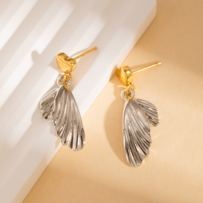 Stainless Steel Earrings Ornament 18K Gold Ear-Ring Clip Real Gold Electroplated Earrings Butterfly Flower Pearl Earr...
