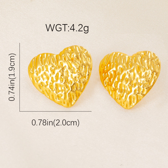 Foreign Trade Titanium Steel Earrings Asymmetric Heart-Shaped Three-Dimensional Stainless Steel Non-Fading 18K Gold Plated Earrings Jewelry