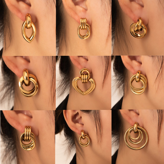 New Arrival Earings Set Stainless Steel 18K Gold Plating Earrings Non-Fading Earrings Titanium Steel Earrings Circle...