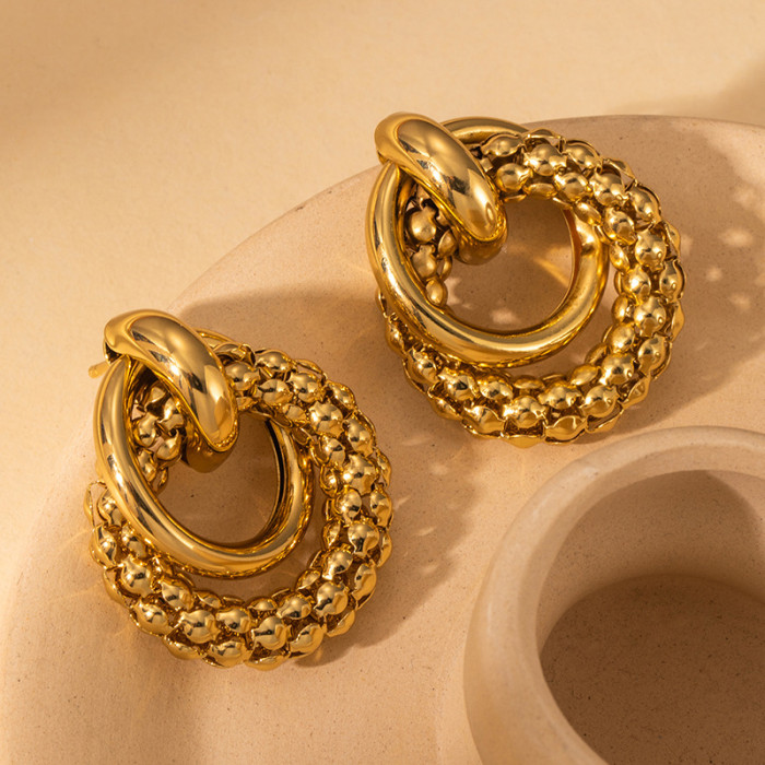 New Arrival Earings Set Stainless Steel 18K Gold Plating Earrings Non-Fading Earrings Titanium Steel Earrings Circle...