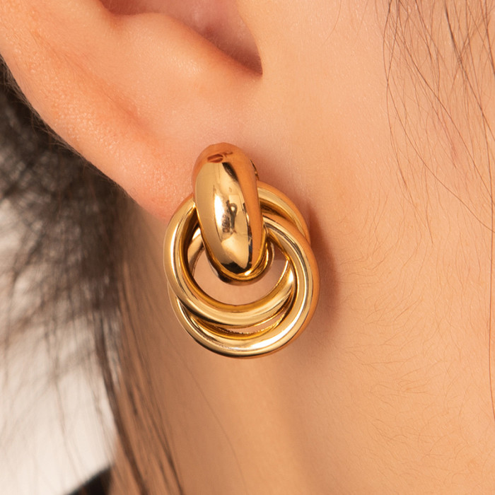 New Arrival Earings Set Stainless Steel 18K Gold Plating Earrings Non-Fading Earrings Titanium Steel Earrings Circle...