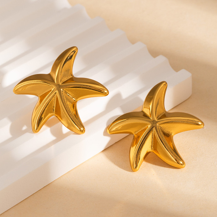 Geometric Hollow Earrings 18K Gold Plated High-end Stainless Steel Earrings Studs for Women Round Hoop Statement Big...