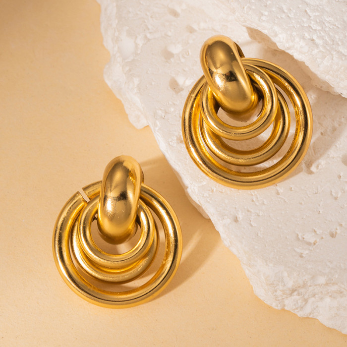 New Arrival Earings Set Stainless Steel 18K Gold Plating Earrings Non-Fading Earrings Titanium Steel Earrings Circle...