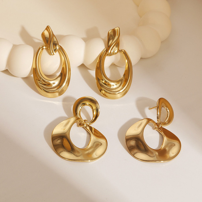 Stainless Steel Eardrop Europe and America Cross Border Geometric Ocean Stud Earrings Non-Fading Earrings Niche Desig...