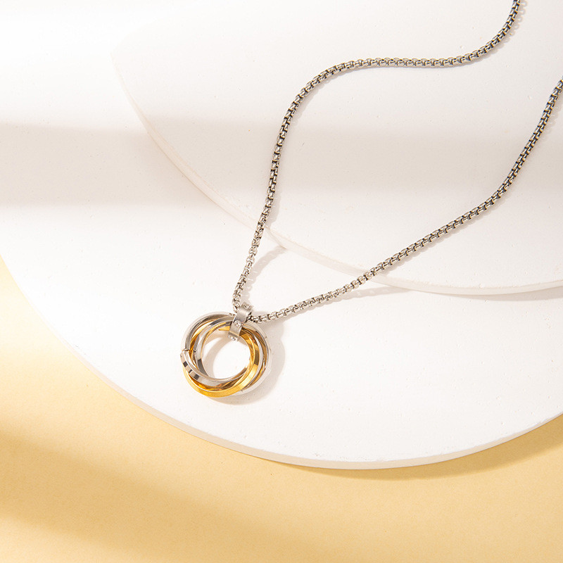 European and American Hot-Selling Stainless Steel Necklace Cross Necklace Men's Hip-Hop Style Choker Gun Black Spiral Circle Necklace