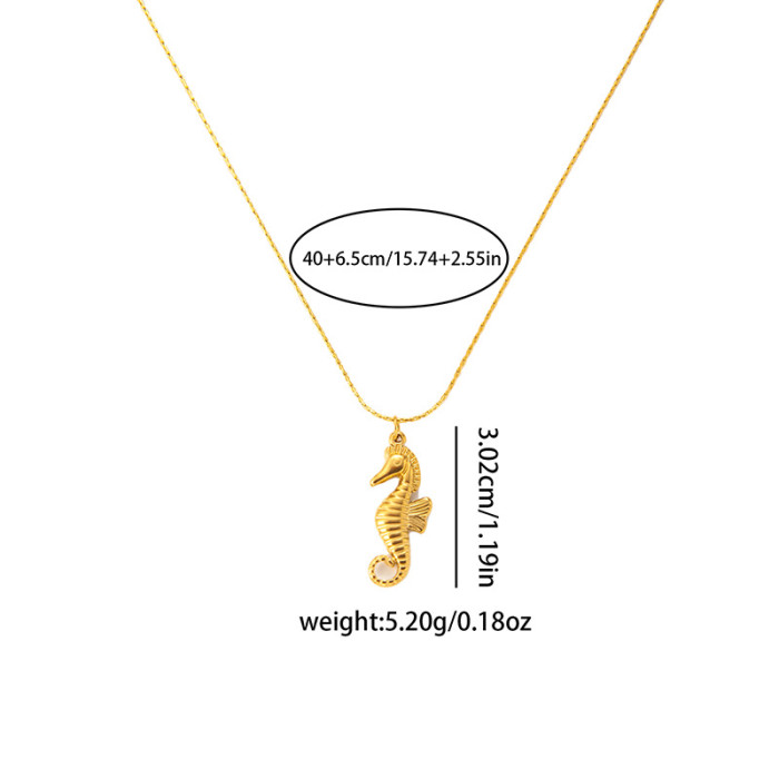 Summer Colorful Bead Necklace Ocean Style Necklace Dolphin Shell Starfish Pendant Neck Chain Beach Vacation Non-Fading