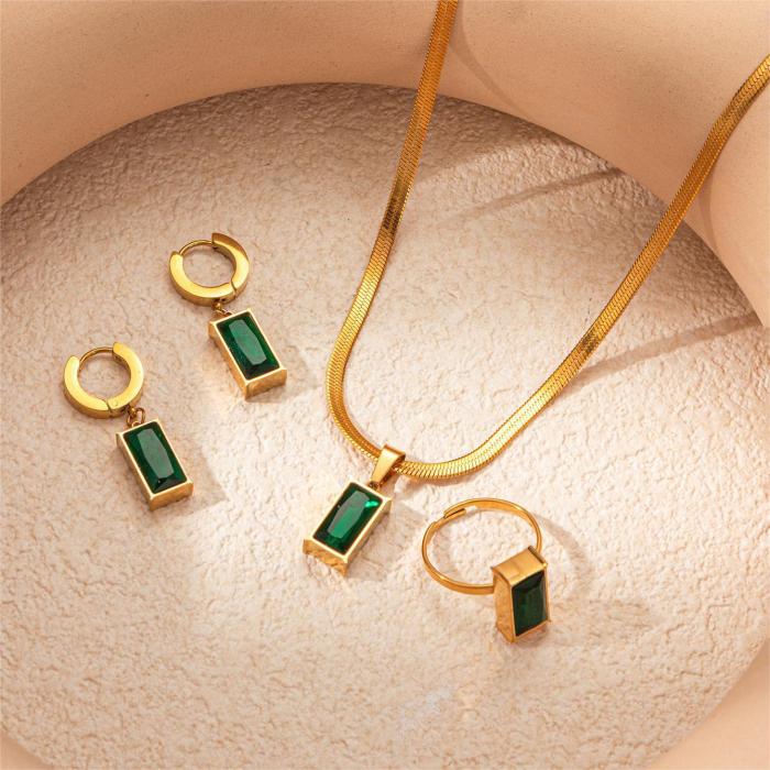 Necklace Jewelry Set Titanium Steel Non-Fading Necklace High-Quality Jewelry Earrings Emerald Jewelry Set