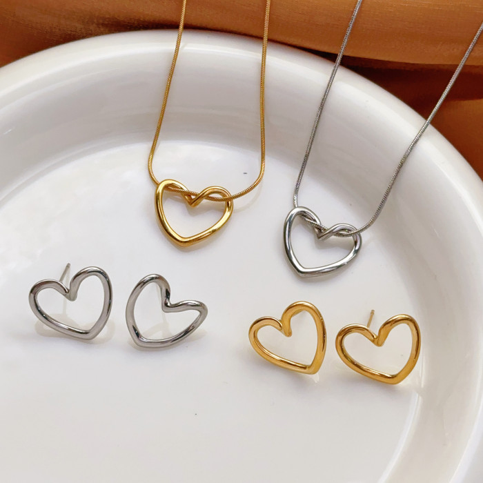 Delicate Twisted Heart Necklace for Women, Collarbone Chain, 2025 New Summer Irregular Earrings, Light Luxury Simple...