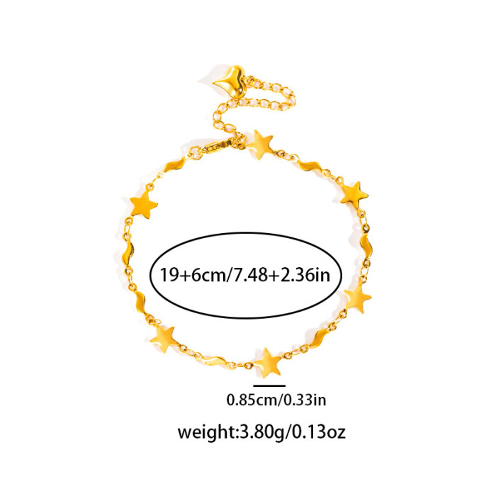 Fashion Exquisite Small Bracelet Stainless Steel Summer Flower Hand Jewelry Heart Square Small Bead Bracelet Non-Fading