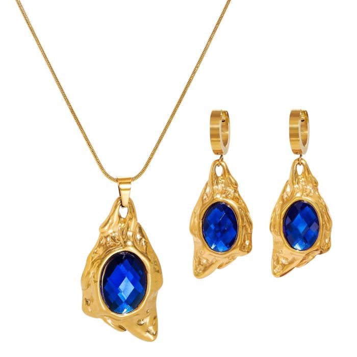 Stainless Steel Necklace Oval Tiger Eye Stone Pendant Clavicle Chain Simple Elegant Gold-Plated Necklace for Women Titanium Steel Neck Chain