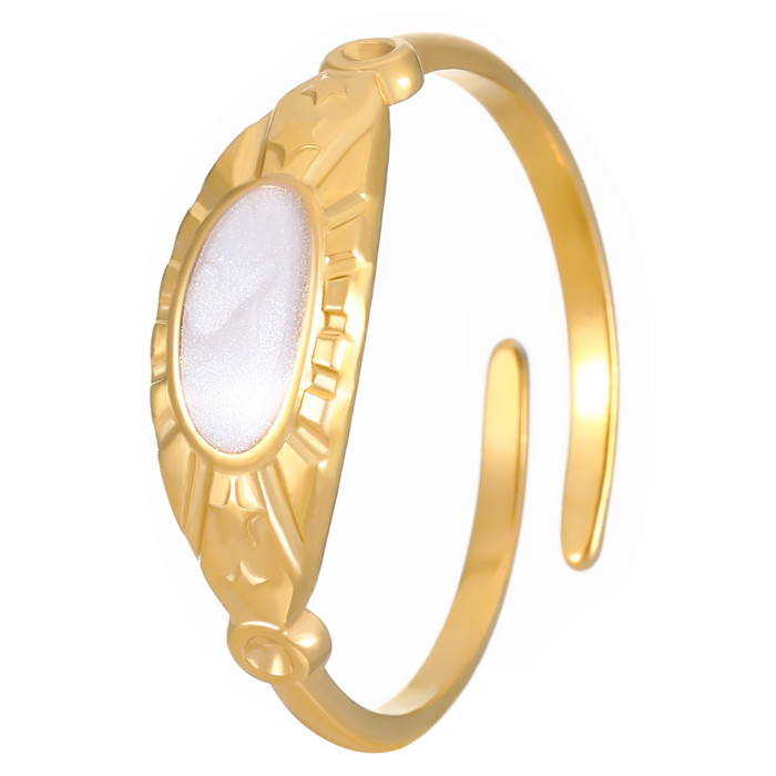 Titanium Steel Ring Geometric Ring Versatile Jewelry Stainless Steel 18K Gold Plated Knuckle White Oil Drop Ring