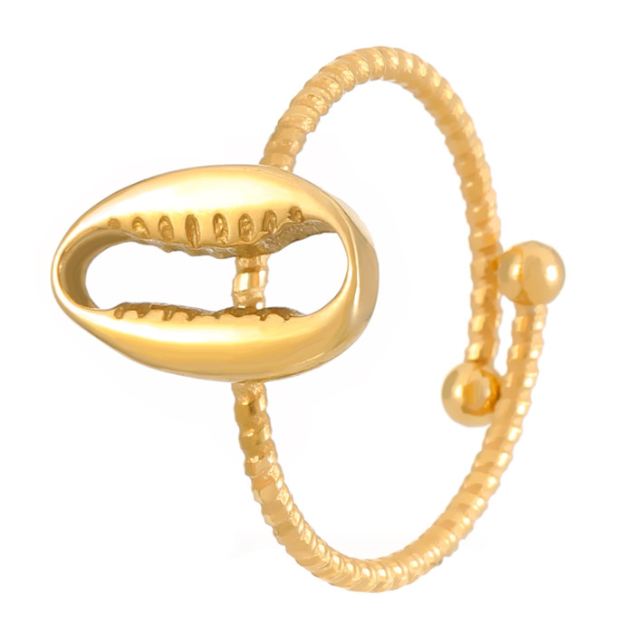 Stainless Steel Ring 18K Gold Plated Crab Heart Starfish Turtle Open Ring Vacation Style Ring