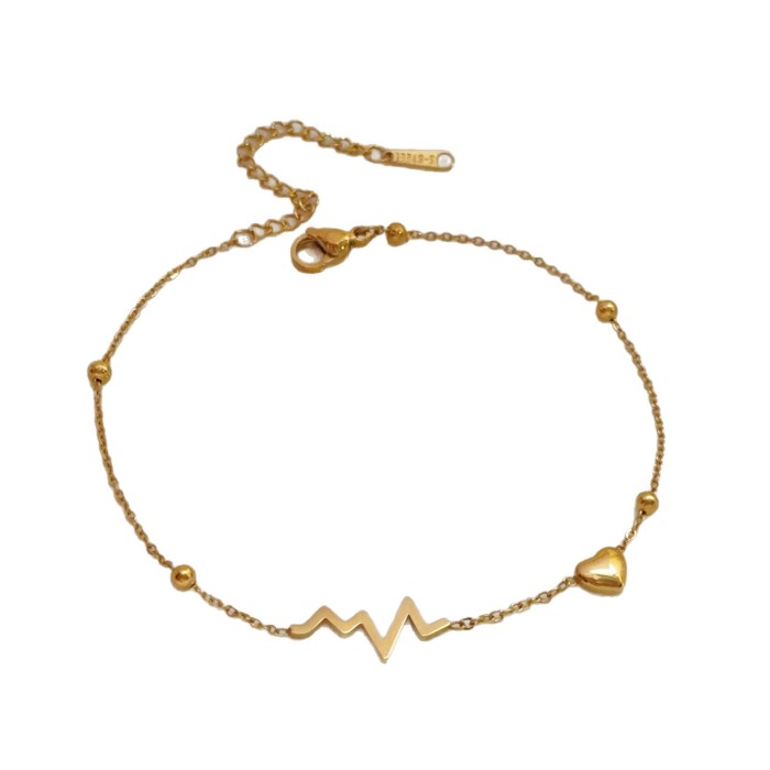 New Korean Style Fashion Titanium Steel ECG Heart-Shaped Anklet Female High-Grade Sense Ankle Chain Non-Fading Special-Interest Design Ornament