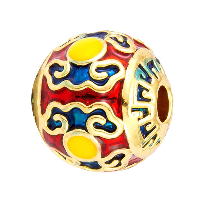 Traditional Gold Drop Oil Burnt Blue Pendant Beads God of Wealth Dream Catcher Flower Spacer Beads Drum Beads DIY Accessories Fortune Jewelry