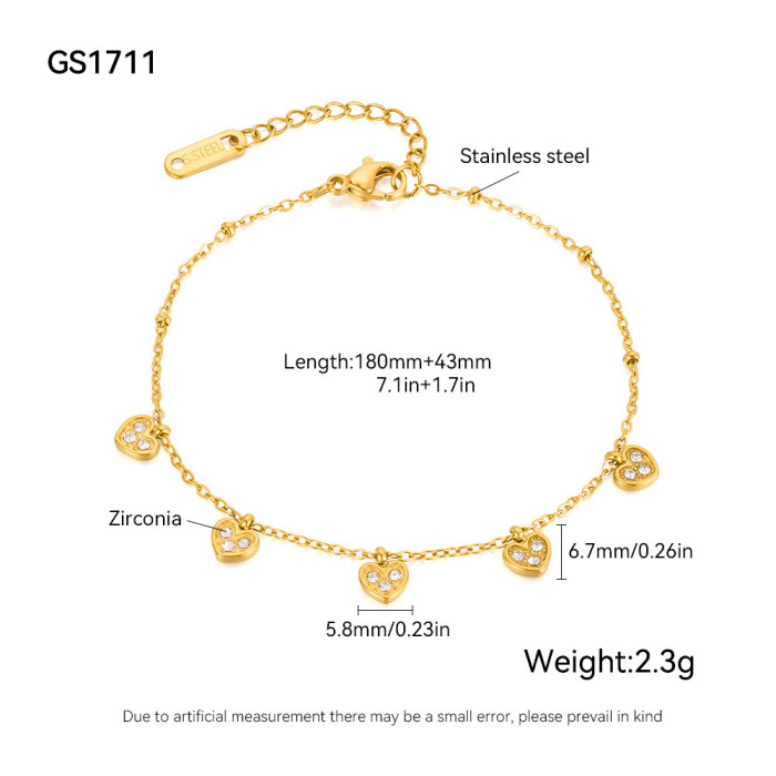 Light Luxury Bracelet for Women Stainless Steel Exquisite Temperament Heart Five-Pointed Star Bowknot Titanium Steel Jewelry Wholesale