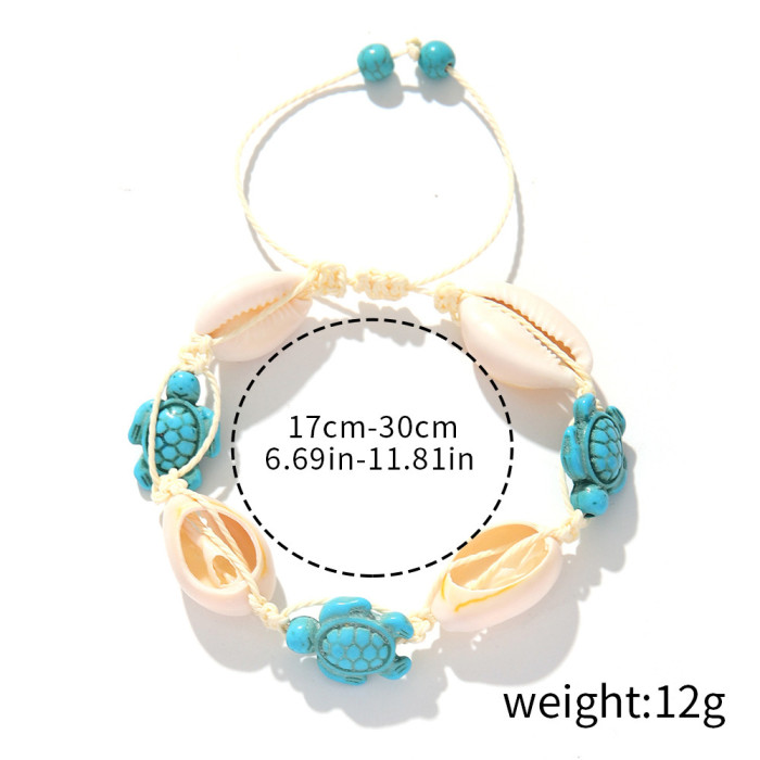 Cross-Border Vacation Ins Style Starfish Shell Bracelet Female Adjustable Woven Bracelet Turquoise Turtle Ocean Style Carrying Strap
