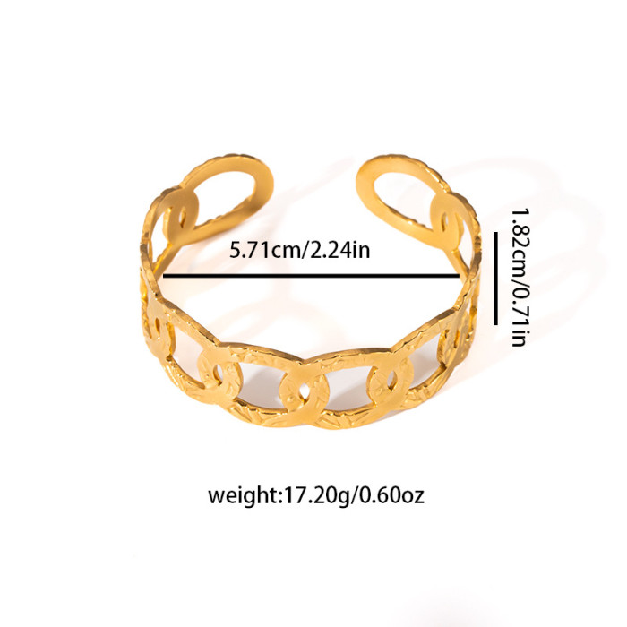 Style Stainless Steel Bracelet 18K Gold Plated Non-Fading Bracelet Wheat Spike Ginkgo Open Bracelet Gold Hand Jewelry...