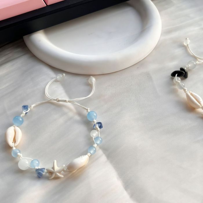 Cross-Border Vacation Ins Style Starfish Shell Bracelet Female Adjustable Woven Bracelet Turquoise Turtle Ocean Style Carrying Strap