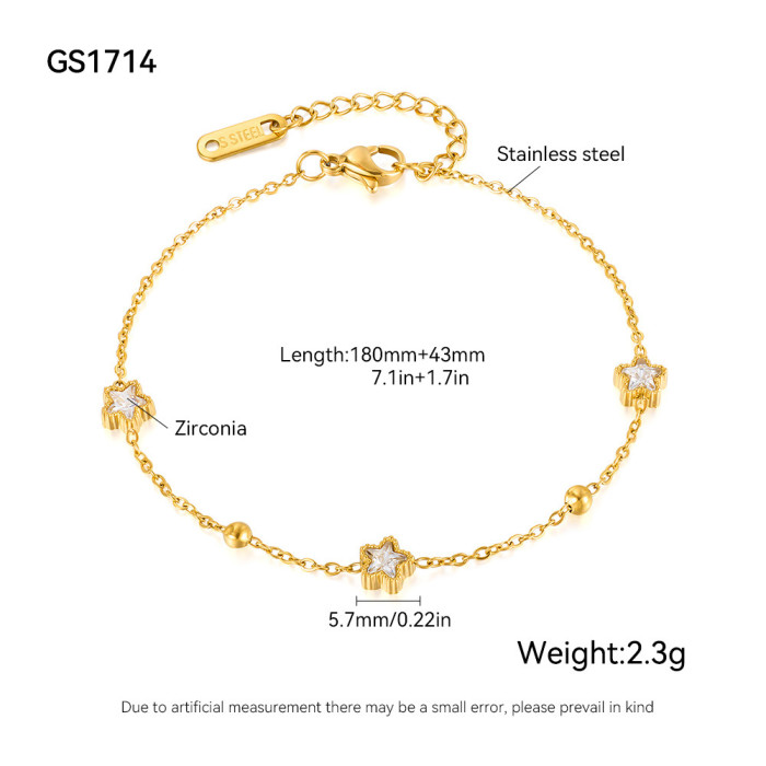Light Luxury Bracelet for Women Stainless Steel Exquisite Temperament Heart Five-Pointed Star Bowknot Titanium Steel Jewelry Wholesale