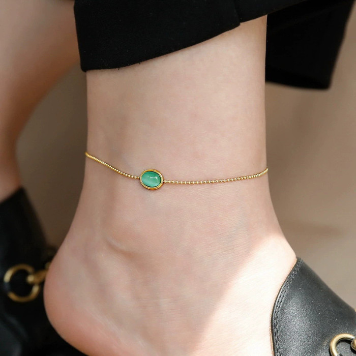 Non-Fading New Simple Titanium Steel Bracelet for Girls, High-End Water Drop Summer Fashion Light Luxury Heart Anklet Versatile