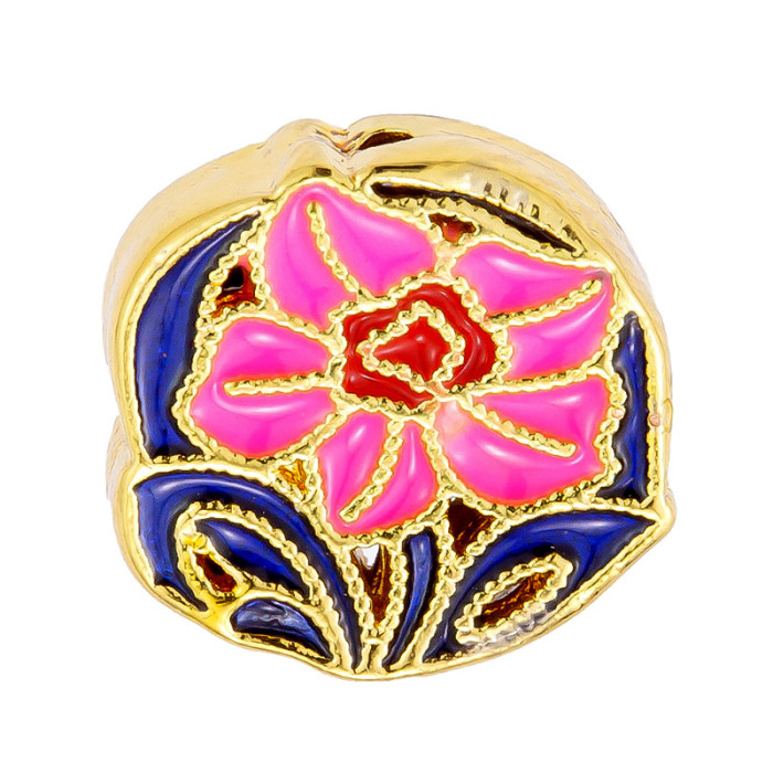 Traditional Gold Drop Oil Burnt Blue Pendant Beads God of Wealth Dream Catcher Flower Spacer Beads Drum Beads DIY Accessories Fortune Jewelry