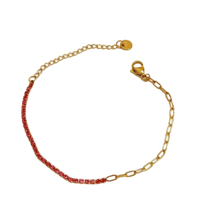 European and American Hot-Selling High-End Chain Splicing Half-Diamond Bracelet Niche Design Stainless Steel Bracelet Summer New Arrival