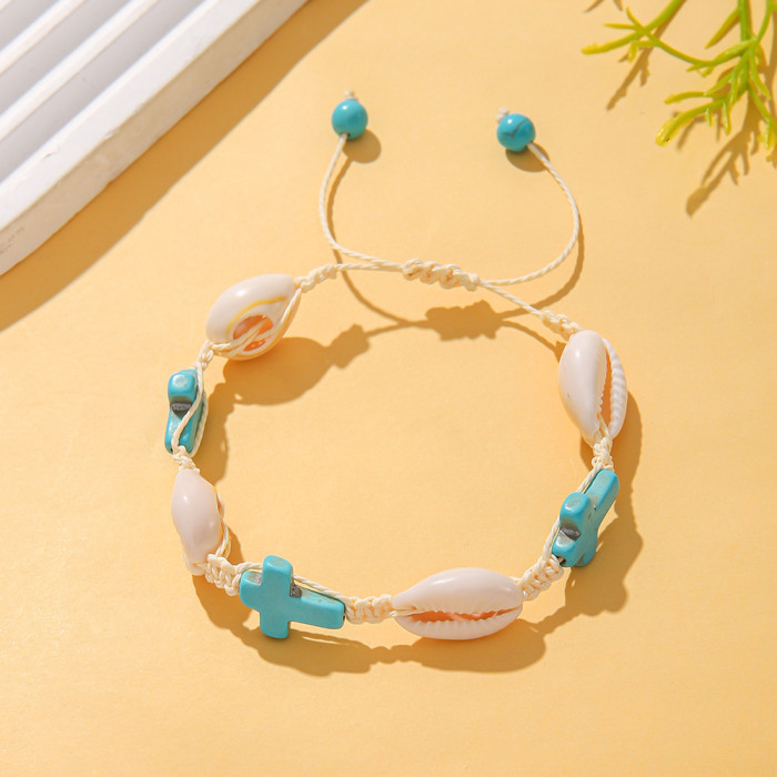 Cross-Border Vacation Ins Style Starfish Shell Bracelet Female Adjustable Woven Bracelet Turquoise Turtle Ocean Style Carrying Strap