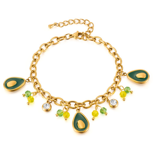 European and American Light Luxury Bracelet for Women Stainless Steel Creative Design Resin Avocado Titanium Steel Jewelry Wholesale