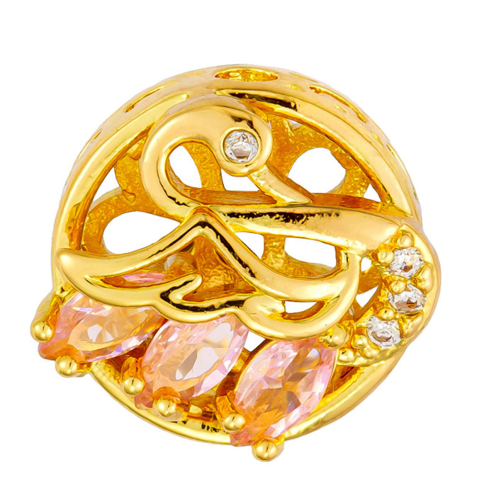 Micro Inlaid Copper Pendant Ancient Method Sand Gold Oil Drop Beads Transfer Beads DIY Accessories Hollow Beads Spacer Beads Factory Wholesale
