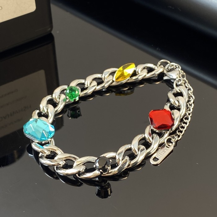 American Street Style High-End Gemstone Titanium Steel Bracelet Color-Retaining Cuban Hip-Hop Thick Chain Couple Versatile Bracelet