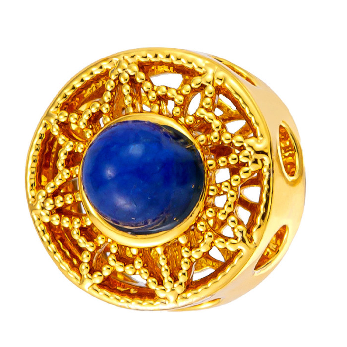 Traditional Gold Drop Oil Burnt Blue Pendant Beads God of Wealth Dream Catcher Flower Spacer Beads Drum Beads DIY Accessories Fortune Jewelry