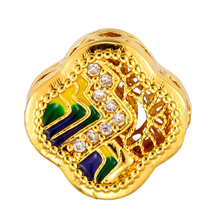 Micro Inlaid Copper Pendant Ancient Method Sand Gold Oil Drop Beads Transfer Beads DIY Accessories Hollow Beads Spacer Beads Factory Wholesale