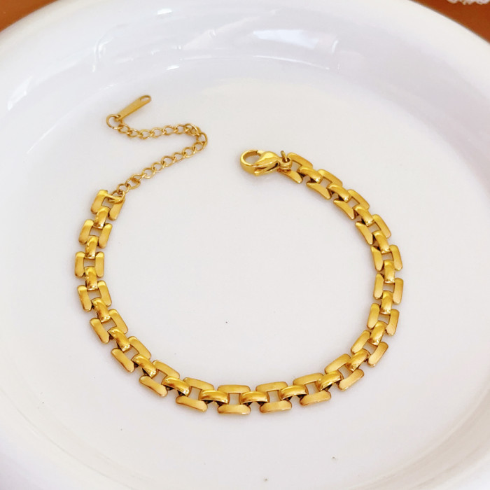 18K Gold Plated DIY Bracelet Accessories Versatile Stainless Steel Snake Bone Chain Cross Chain Cuban Chain Exclusive...