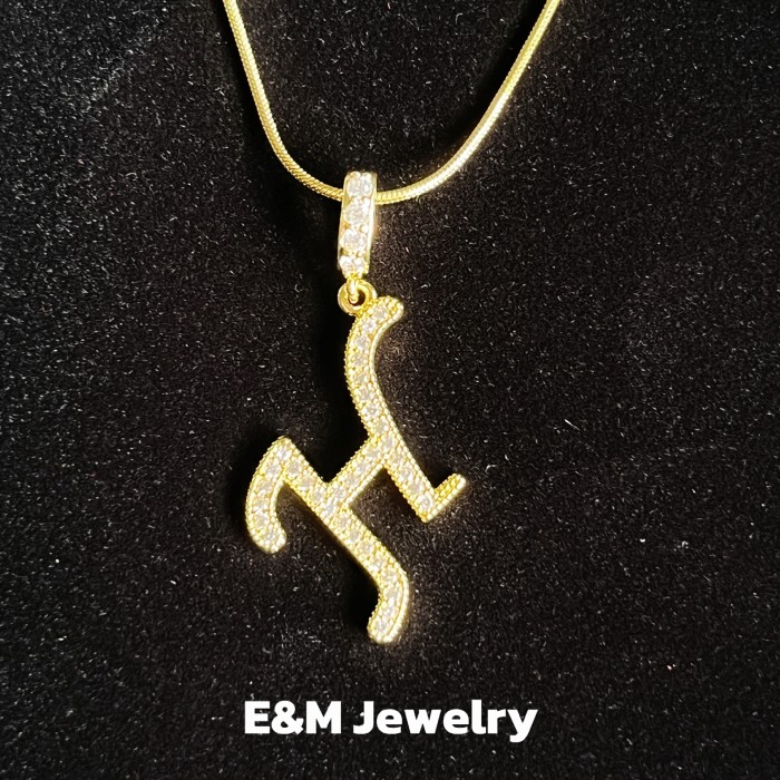 Temu Cross-Border Hot-Selling Full Diamond Stainless Steel High Color Retention 26 Letter Necklace Universal Chain