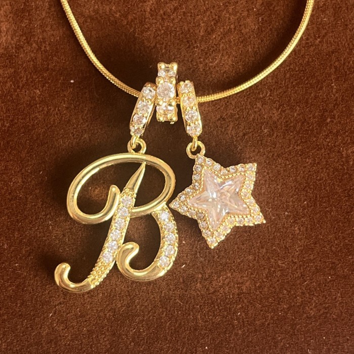 Dopamine Star Girl Independent Station TK Hot-Selling 26 Letter Necklace Stainless Steel Chain 22k