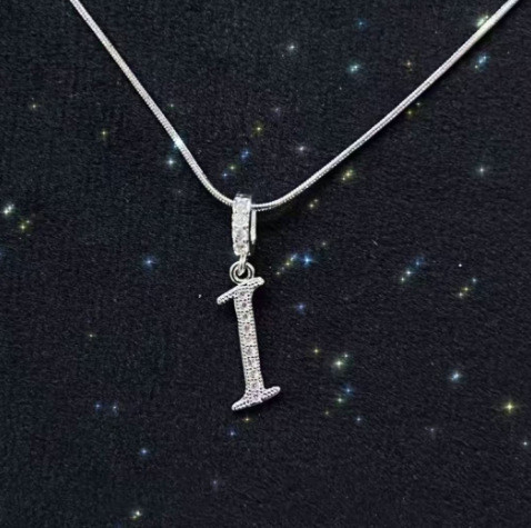 Temu Cross-Border Hot-Selling Full Diamond Stainless Steel High Color Retention 26 Letter Necklace Universal Chain